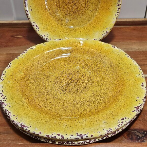 Pier 1 Carmelo Melamine Salad 2Bowls &amp; Plate rustic crackle unbreakable dish - Picture 12 of 16